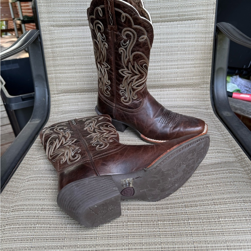 Ariat Brown Combat Moto Boots with Distressed Finish
